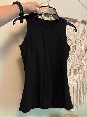 Classic Black Ribbed Tank Top - Women
